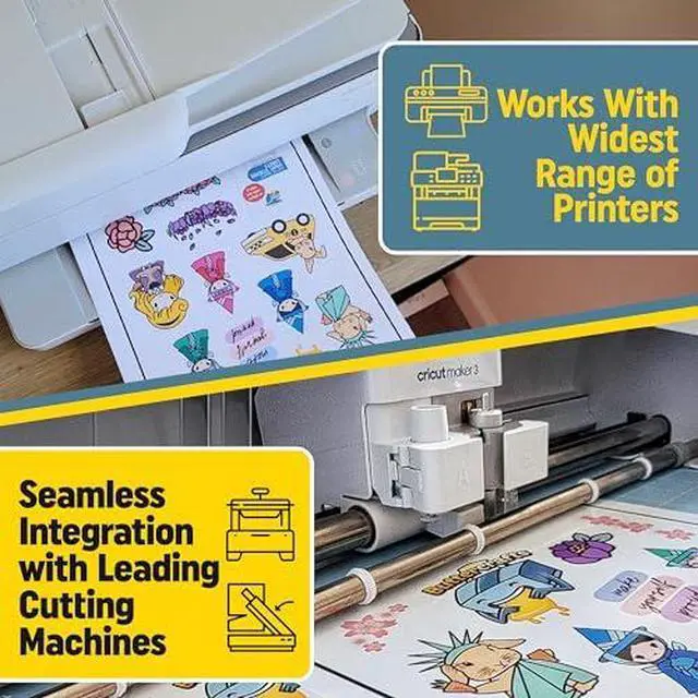 Alt view image 4 of 7 - Glossy Printable Vinyl Sticker Paper Waterproof 25 Sheets 8.5"x11", Inkjet Printer (HP, Canon, Brother Printers Compatible) - Weatherproof White Sticker Sheets - Strong Adhesive