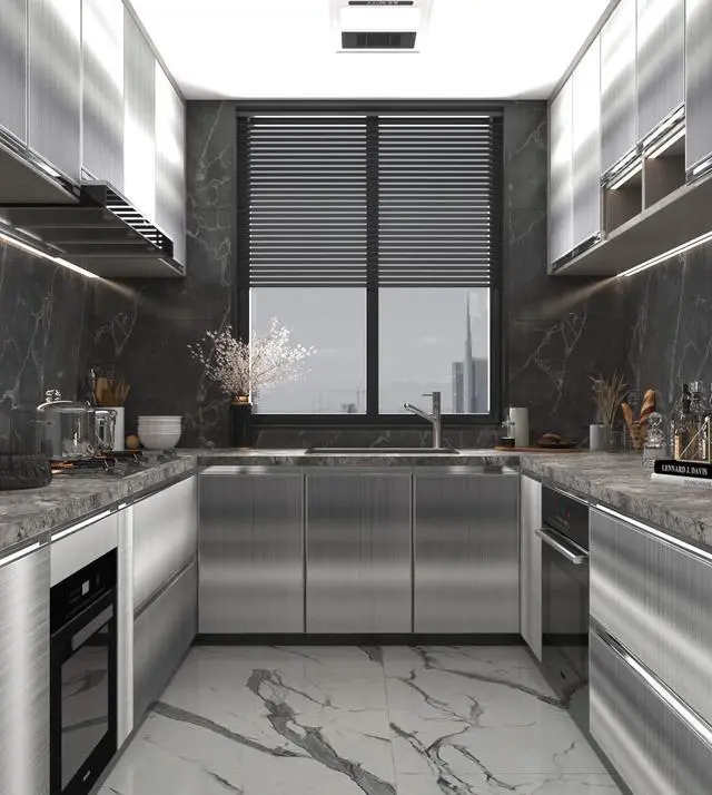 Alt view image 3 of 7 - Silver Contact Paper [Thicken Stainless Steel Metallic Feel Waterproof Oil-Proof Peel and Stick Wallpaper for Kitchen Cabinet Dishwasher Refrigerator Metal Surface Furniture Sticker