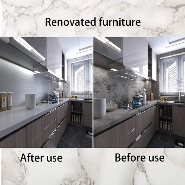 Alt view image 6 of 7 - Silver Contact Paper [Thicken Stainless Steel Metallic Feel Waterproof Oil-Proof Peel and Stick Wallpaper for Kitchen Cabinet Dishwasher Refrigerator Metal Surface Furniture Sticker