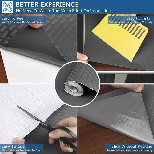 Alt view image 3 of 7 - Self Adhesive Shelf Liner, 11.8" x 78.7" Contact Paper for Cabinets and Drawers, Waterproof & Oil-Proof Kitchen Cabinets Liner, Peel and Stick Cupboard Liner for Countertops,Shelves