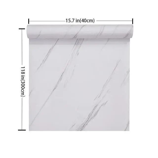 Alt view image 5 of 7 - Glossy Marble Paper Granite Gray/White Wallpaper Peel and Stick Wallpaper Self Adhesive Removable Wallpapers 15.8 ×118 Waterproof Countertop Paper for Cabinet Countertop Furniture Kitchen Viny Film