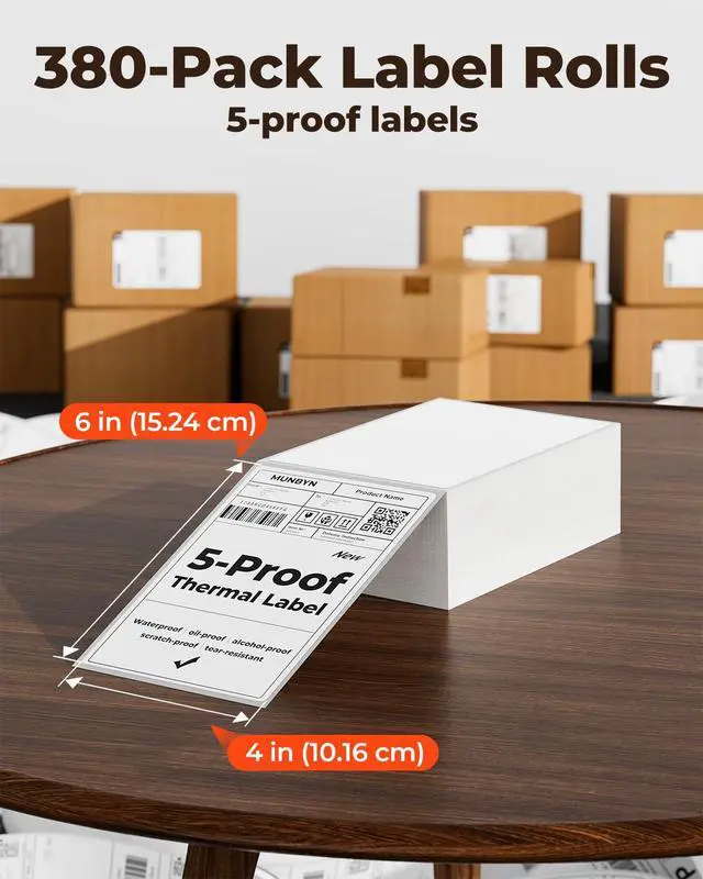 Alt view image 2 of 7 - 4"x6" Direct Thermal Shipping Labels for Packages, 380 Sheets/Stack