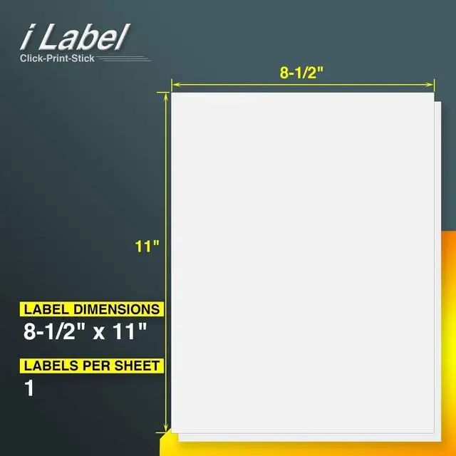 Alt view image 2 of 7 - 8.5" x 11" Full Sheet Label Sticker Paper for Laser & Inkjet Printers