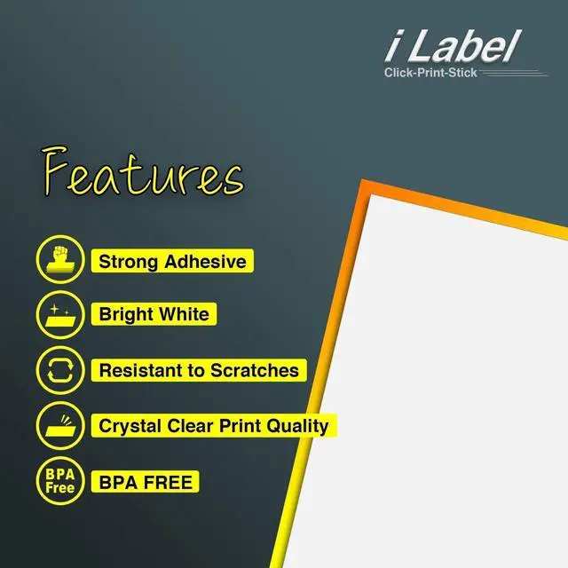 Alt view image 4 of 7 - 8.5" x 11" Full Sheet Label Sticker Paper for Laser & Inkjet Printers