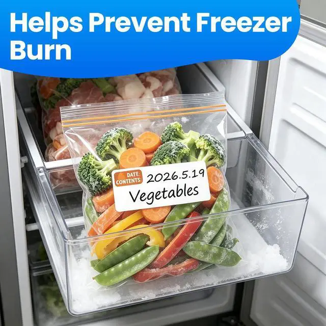 Alt view image 5 of 7 - 300 Count Quart Food Storage Bags, Reclosable Quart Bags with Double Zipper Seal, Plastic Food Storage Bags for Meat, Vegetables, Fruits, SandwichSnackStand-Up Bottom