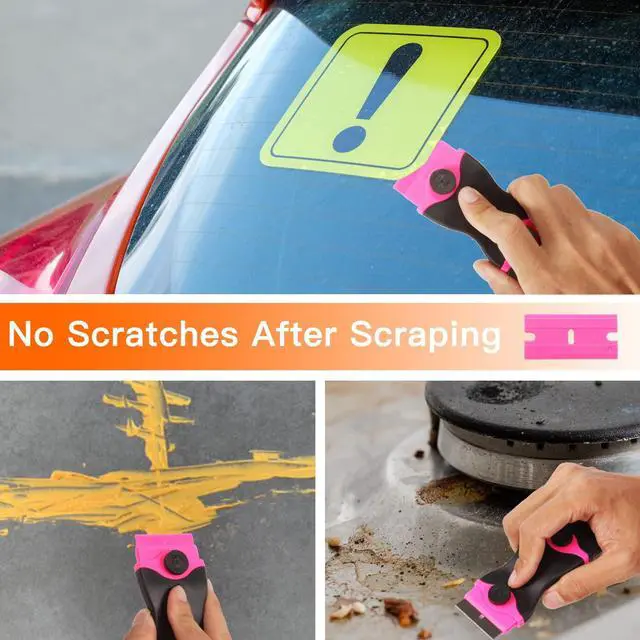 Alt view image 7 of 7 - Razor Blade Scraper Tool Kit, Pink Razor Scrapers Tool & 20Pcs Extra Blades, Plastic Paint Scraper Tool, Razor Scraper Tool for Glass Top Stove, Scrappers for Cleaning Window,Decals,Stickers,Adhesive
