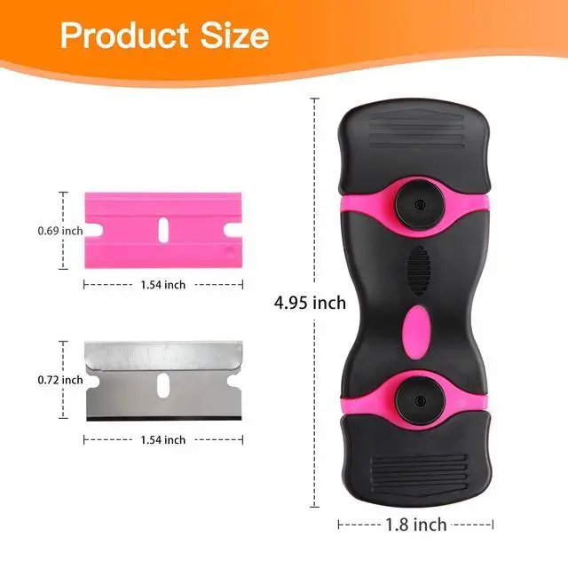 Alt view image 4 of 7 - Razor Blade Scraper Tool Kit, Pink Razor Scrapers Tool & 20Pcs Extra Blades, Plastic Paint Scraper Tool, Razor Scraper Tool for Glass Top Stove, Scrappers for Cleaning Window,Decals,Stickers,Adhesive