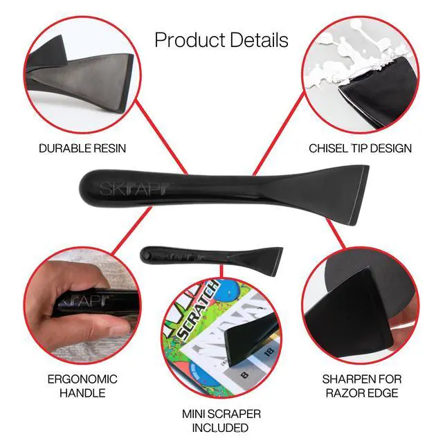 Alt view image 4 of 7 - Plastic Scraper Tool, 2 Pack, Non-Scratch, 1.7 Inch Wide Blade, Long Ergonomic Handle, Heat Resistant (460F), Dishwasher Safe - Clean Ovens, Countertops, Hard Floors, Walls, and Windows
