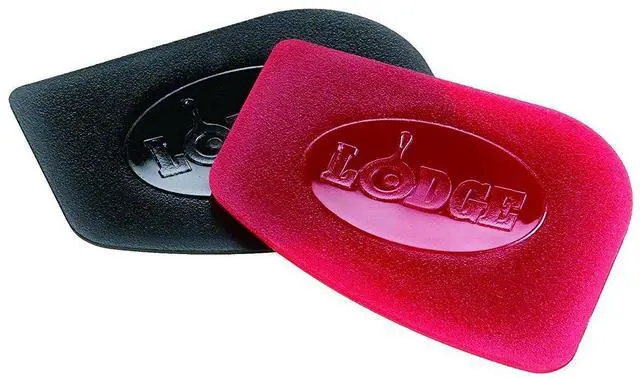 Main image of Pan Scrapers - Cast Iron Cookware Cleaning Tool for Quick & Easy Cleanup - Durable Polycarbonate Scrapers for Skillets & Griddles- 2 Pack - Red/Black