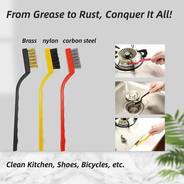 Alt view image 2 of 7 - 2Pcs Cleaning Scraper for Ovens, Stoves, Induction Hob, Stainless Steel Multi-Kitchen Scraperwith 3Pcs Stainless Steel Brass Nylon Brush ,Straight Version + Bending Version (Black)
