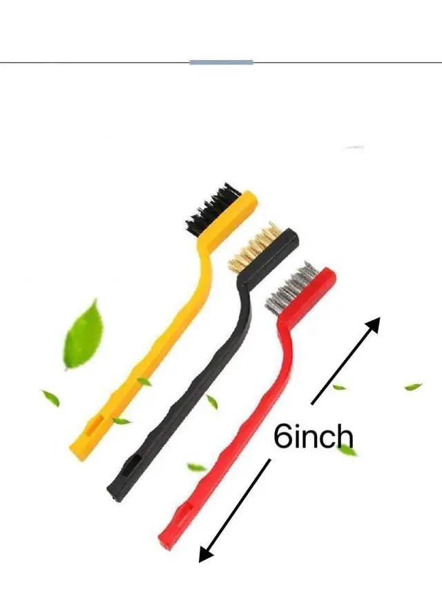 Alt view image 2 of 6 - 5Pcs Kitchen Stove Cleaning Brush + Scraper Tool Set, Heavy Duty Scraper for Gas Burners Cooktop Pot Pan Brass, Stainless Steel and Nylon Brush Head Brushes for Range Hood Grease Grime