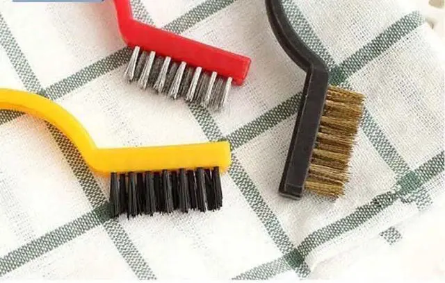 Alt view image 3 of 6 - 5Pcs Kitchen Stove Cleaning Brush + Scraper Tool Set, Heavy Duty Scraper for Gas Burners Cooktop Pot Pan Brass, Stainless Steel and Nylon Brush Head Brushes for Range Hood Grease Grime