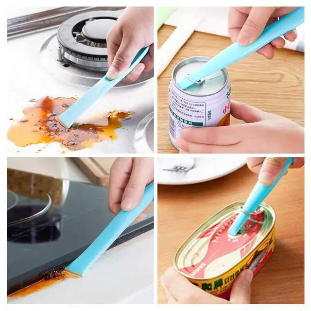 Alt view image 2 of 7 - 3 PCS Multipurpose Cleaning Scraper Tool - Non-Scratch Hard Plastic Sticker Scraper Tool for Kitchen Cleaning, Label Remover, Gum Cleaner