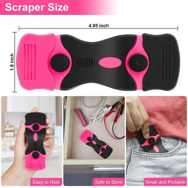 Alt view image 7 of 7 - Razor Blade Scraper - Pink Razor Scraper Gift for Women, 2-in-1 Scraper Tool Set with 20Pcs Razor Blades for Removing Window Labels, Decals, Stickers, Glass Stove Top (2 Pack)