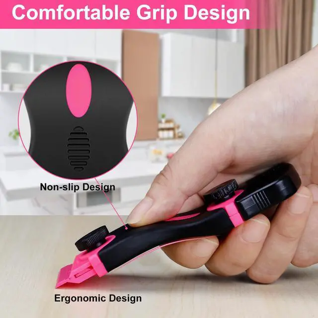 Alt view image 6 of 7 - Razor Blade Scraper - Pink Razor Scraper Gift for Women, 2-in-1 Scraper Tool Set with 20Pcs Razor Blades for Removing Window Labels, Decals, Stickers, Glass Stove Top (2 Pack)