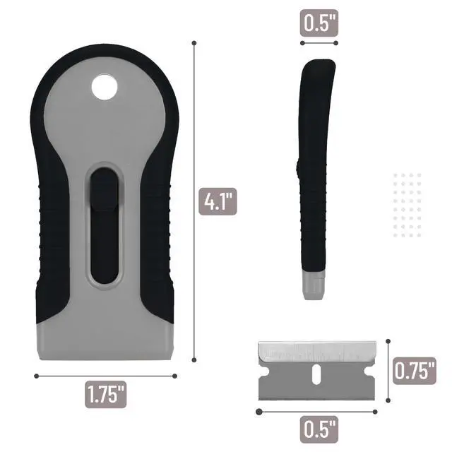 Alt view image 5 of 7 - Razor Blade Scraper Tool, 2 Pack, 30 Extra Stainless Steel Blades, Anti-Slip Ergonomic Handle Design, Razor Scraper Set for Cleaning Window, Paint, Oven, Glass, Stove