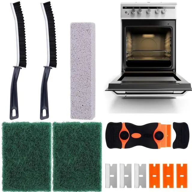 Main image of Heavy Duty Oven Cleaner Tools, Oven Cleaning Accessories, Oven Cleaning Kit with Crevice Cleaning Brush, Razor Blade Scraper, Pumice Stone, Cleaning Rags