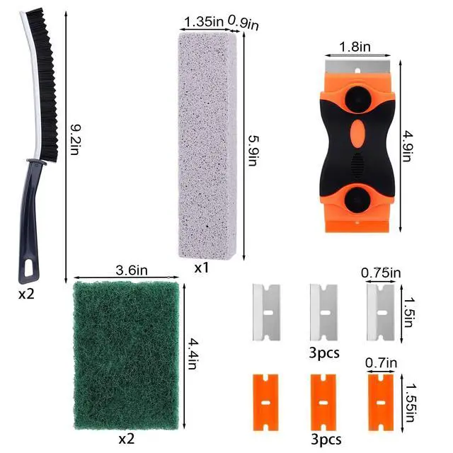 Alt view image 7 of 7 - Heavy Duty Oven Cleaner Tools, Oven Cleaning Accessories, Oven Cleaning Kit with Crevice Cleaning Brush, Razor Blade Scraper, Pumice Stone, Cleaning Rags