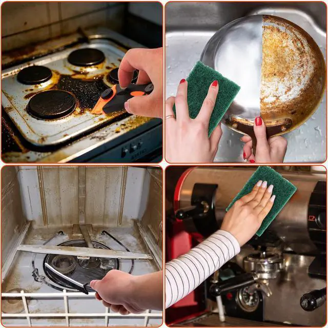 Alt view image 6 of 7 - Heavy Duty Oven Cleaner Tools, Oven Cleaning Accessories, Oven Cleaning Kit with Crevice Cleaning Brush, Razor Blade Scraper, Pumice Stone, Cleaning Rags