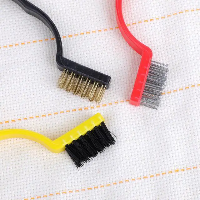 Alt view image 3 of 7 - 5 Pack Kitchen Stove Cleaning Brush + Scraper Tool Set, Stainless Steel and Nylon Brush Head Brushes Heavy Duty Scraper for Gas Burners Cooktop Pan Brass Kitchen, Bathroom, Range Hood Grease Grime