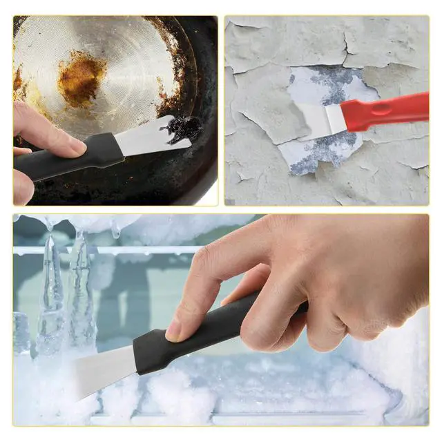 Alt view image 4 of 7 - 5 Pack Kitchen Stove Cleaning Brush + Scraper Tool Set, Stainless Steel and Nylon Brush Head Brushes Heavy Duty Scraper for Gas Burners Cooktop Pan Brass Kitchen, Bathroom, Range Hood Grease Grime