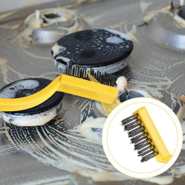 Alt view image 5 of 7 - 5 Pack Kitchen Stove Cleaning Brush + Scraper Tool Set, Stainless Steel and Nylon Brush Head Brushes Heavy Duty Scraper for Gas Burners Cooktop Pan Brass Kitchen, Bathroom, Range Hood Grease Grime