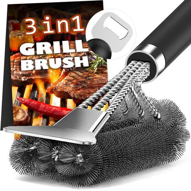 Main image of Grill Brush and Scraper-18 Adjustable Handle Safe BBQ Grill Brush for Outdoor Grill-Deep BBQ Clearning Brush wih Bottle Operner Extra Strong Grill Cleaner Accessories for Gas/Charcoal Grilling Grates