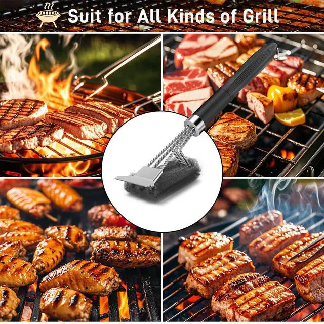 Alt view image 7 of 7 - Grill Brush and Scraper-18 Adjustable Handle Safe BBQ Grill Brush for Outdoor Grill-Deep BBQ Clearning Brush wih Bottle Operner Extra Strong Grill Cleaner Accessories for Gas/Charcoal Grilling Grates