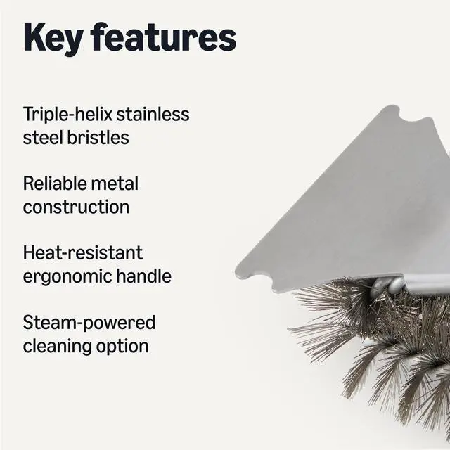 Alt view image 2 of 5 - Grill Brush and Scraper with Deluxe Handle, BBQ Cleaning Tool for Gas, Infrared, Charcoal, Porcelain Grills, Outdoor Grill Accessories