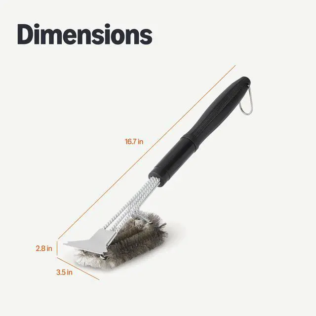 Alt view image 5 of 5 - Grill Brush and Scraper with Deluxe Handle, BBQ Cleaning Tool for Gas, Infrared, Charcoal, Porcelain Grills, Outdoor Grill Accessories