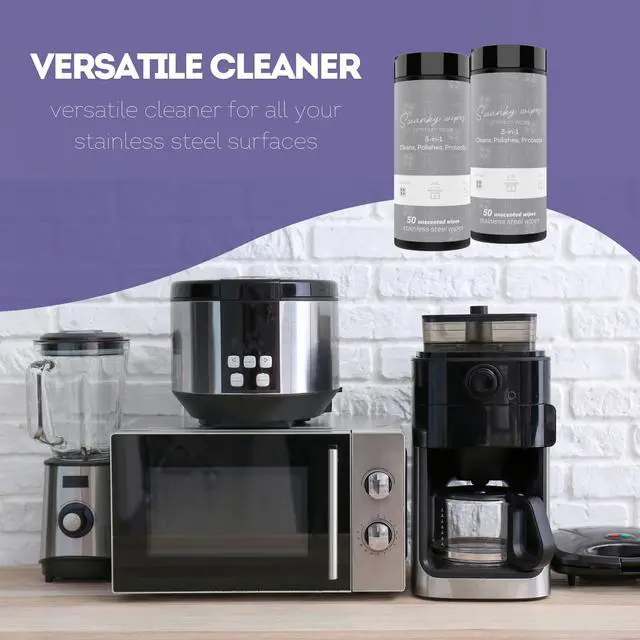 Alt view image 5 of 7 - Stainless Steel Cleaner Wipes - Grime & Grease Remover Kitchen Cleaning Supplies - Clean & Shine, For Stove Top, Refrigerator, Sink, Oven, & Household Appliances - Canister, 100 Count