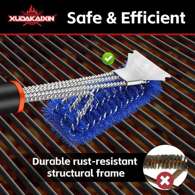 Alt view image 6 of 7 - Nylon Grill Brush,No Dangerous Metal Wire