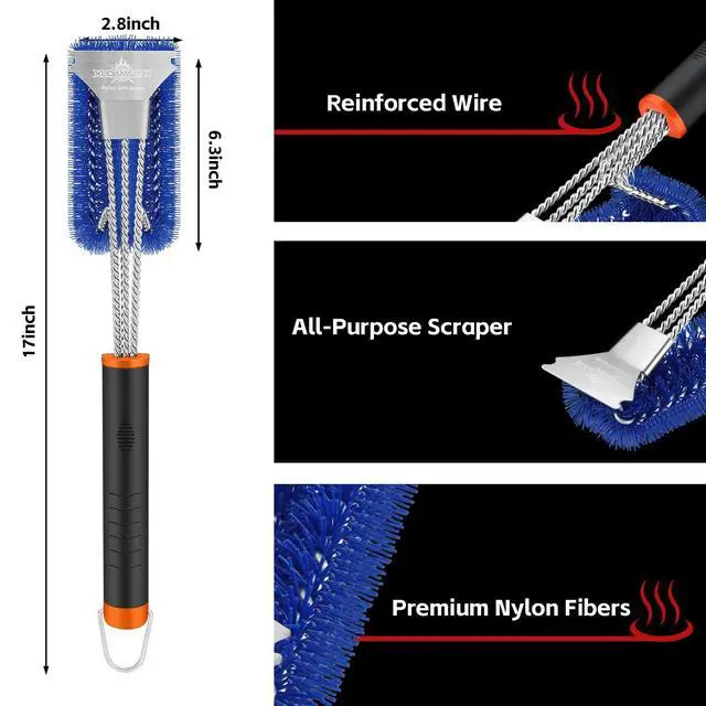 Alt view image 4 of 7 - Nylon Grill Brush,No Dangerous Metal Wire