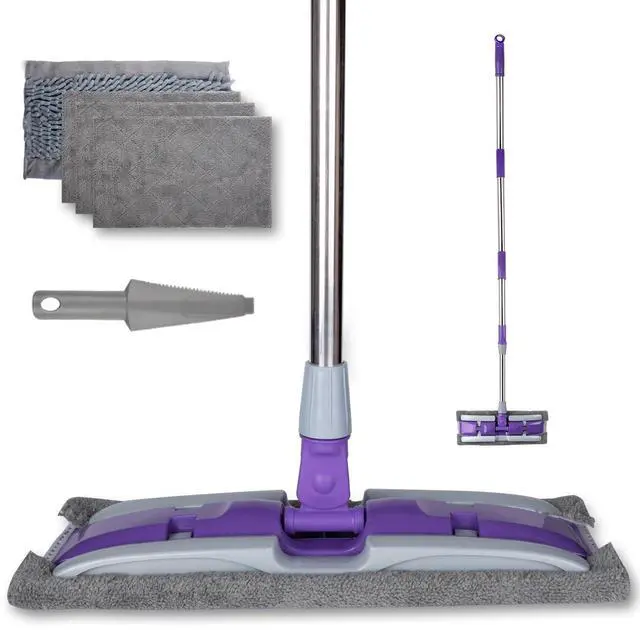 Main image of Microfiber Mops for Floor Cleaning ,Wet Dry Flat Mop with Stainless Steel Telescopic Handle,4 Reusable Mop Pads , Dust Mop for Hardwood Floors ,Home,Laminate,Tile,Hardwoods Cleaning (Purple)