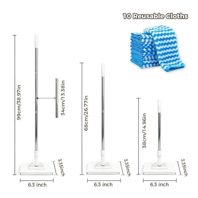 Alt view image 2 of 7 - Hands Free Flat Mop, Snap Grip Mini Mop, Cloth Changing Mini Mop
