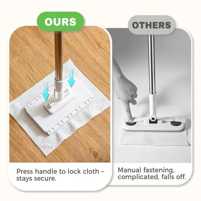 Alt view image 3 of 7 - Hands Free Flat Mop, Snap Grip Mini Mop, Cloth Changing Mini Mop