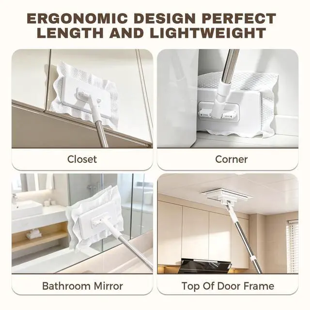 Alt view image 4 of 7 - Hands Free Flat Mop, Snap Grip Mini Mop, Cloth Changing Mini Mop
