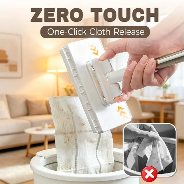 Alt view image 6 of 7 - Hands Free Flat Mop, Snap Grip Mini Mop, Cloth Changing Mini Mop