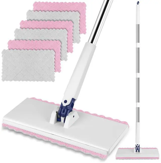 Main image of Snap Grip Mini Mop with 6 Washable Pads, Zero-Touch Flat Floor Mops for Wall Window Ceiling, Lazy Dry Wet Mops with 47" Handle, Dust Mop Household Items for Floor Cleaning for Home Kitchen Bathroom