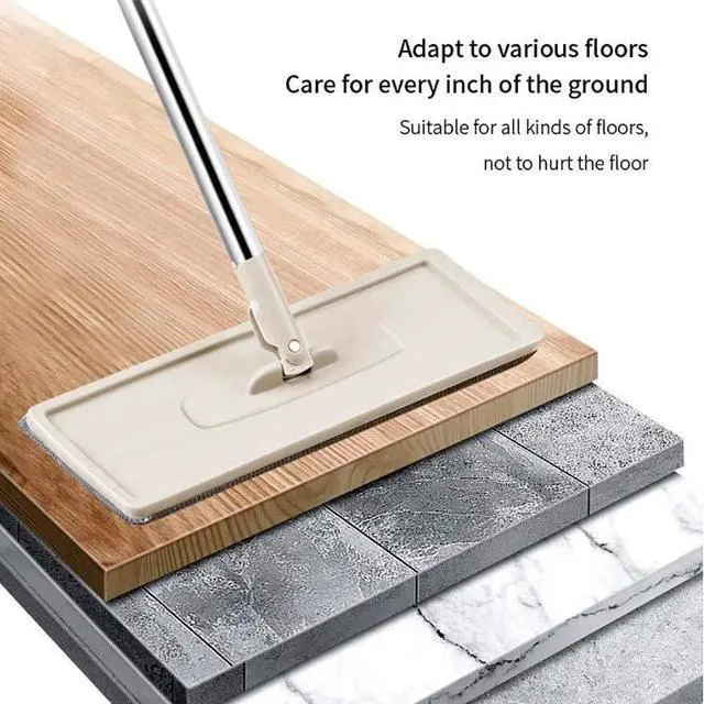 Alt view image 4 of 7 - Mop and Bucket with Wringer Set, Hands Free Flat Floor Mop and Bucket, 4 Washable Microfiber Pads Included, Wet and Dry Use, Home Floor Cleaning System for All Floor Types and Windows