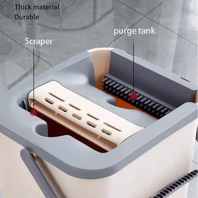 Alt view image 2 of 7 - Mop and Bucket with Wringer Set, Hands Free Flat Floor Mop and Bucket, 4 Washable Microfiber Pads Included, Wet and Dry Use, Home Floor Cleaning System for All Floor Types and Windows