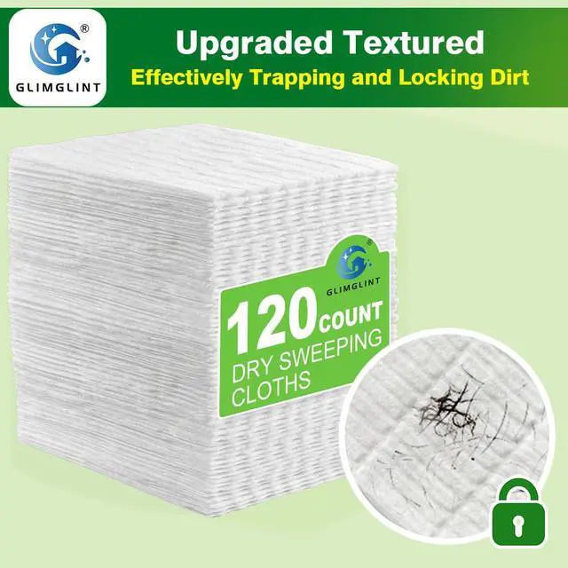 Alt view image 2 of 6 - Dry Sweeping Cloths Pads Compatible with Swiffer Sweeper- Disposable Duster Refills Mop Pads for Cleaning Dust, Hair, Dirt, Disposable Duster Mop Pad 120PK