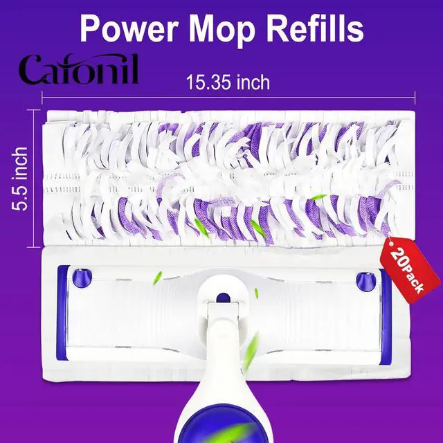 Alt view image 2 of 7 - 20 Pack Disposable Power Mop Pads for Swiffer Power Mop Pads,Compatible with Swiffer Power Mop Refills,Thickened Multi-Surface Replacement for Swiffer Wet Pads Refill on All Finished Floors
