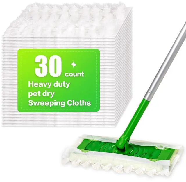 Main image of Heavy Duty Dry Sweeping Cloths Compatible with Sweeper Mop, Microfiber Duster Mop Pads Refills for Cleaning Hardwood Floor Dust and Pet Hair, Disposable (30)