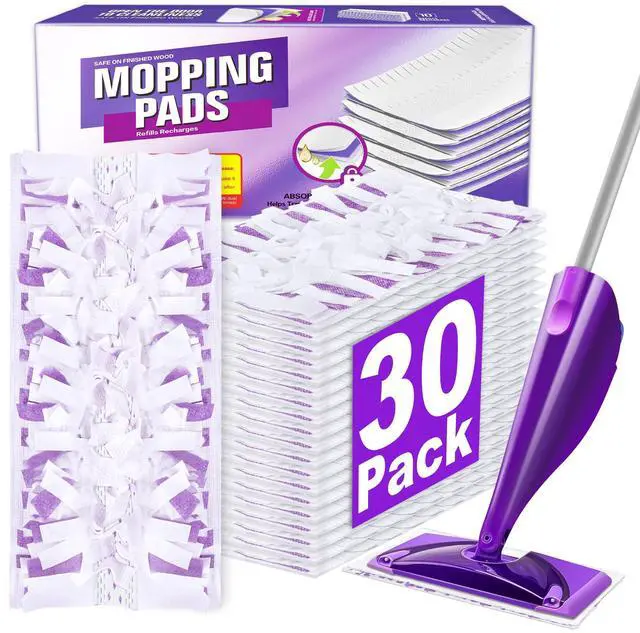 Main image of Disposable Mop Pads Refills for Swiffer WetJet Spray Mop - Wet Jet Refill Pads for All Purpose Multi Surface Hardwood Floor Cleaning - Thickened and Super Absorbent - 30 Count