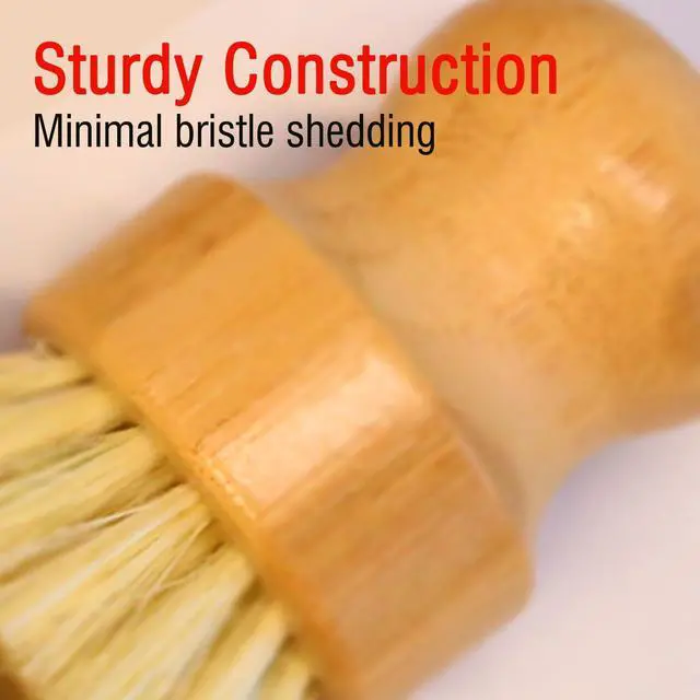 Alt view image 2 of 7 - Bamboo Vegetable Brush Set, Natural Bristle Dish Brush with Holder, Eco Friendly Soft Dish Scrubber Kitchen Brush for Dishes