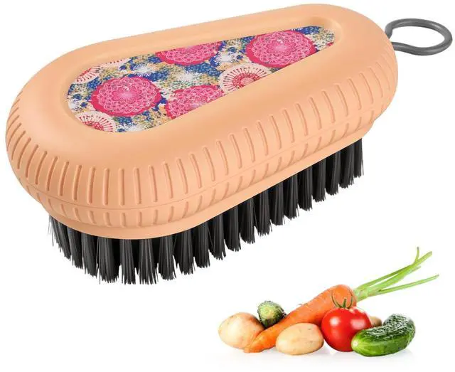 Main image of Fruit and Vegetable Brush, Multi-Purpose Produce Scrubber Brush with Non-Slip Handle & Hanging Loop