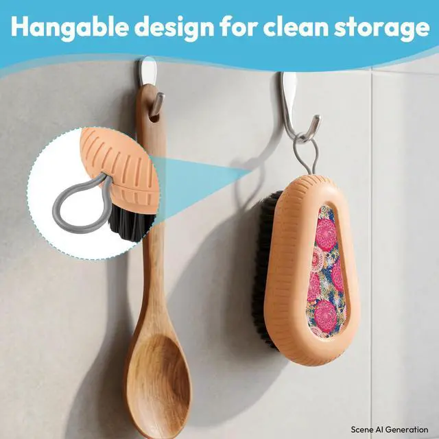 Alt view image 7 of 7 - Fruit and Vegetable Brush, Multi-Purpose Produce Scrubber Brush with Non-Slip Handle & Hanging Loop