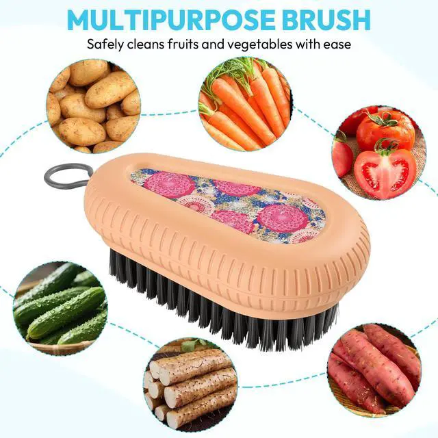 Alt view image 4 of 7 - Fruit and Vegetable Brush, Multi-Purpose Produce Scrubber Brush with Non-Slip Handle & Hanging Loop