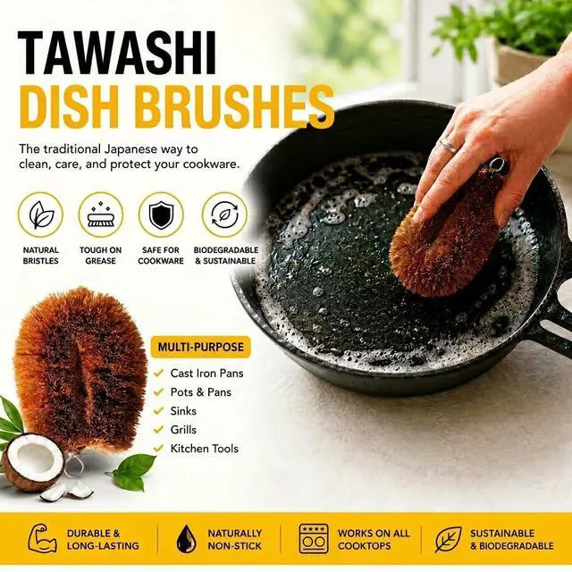 Alt view image 5 of 5 - Pack of 3 Tawashi Vegetable Scrub Brush,100% Natural Coconut Coir Fiber VegetableBrush, Ideal for Fruit Scrub, Dish Brush for Kitchen Cleaning Needs, Kamenoko Japanese Design